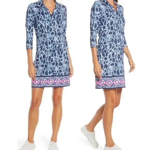 Lilly Pulitzer Dresses & Skirts - LILLY PULITZER Ansley Polo Dress Size XXS High Tide Navy UPF 50